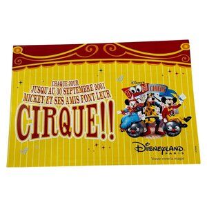 Paris Disneyland  Circus Cirque Flyer Paris France 2001 Mickey and His Friends